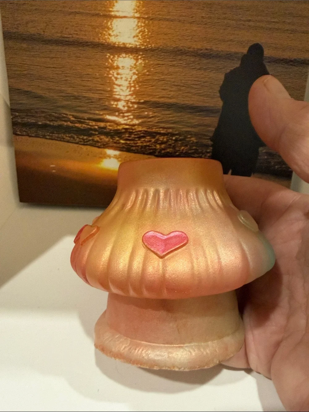 Pastel Resin Gold Mushroom House Vase with Rainbow Accents